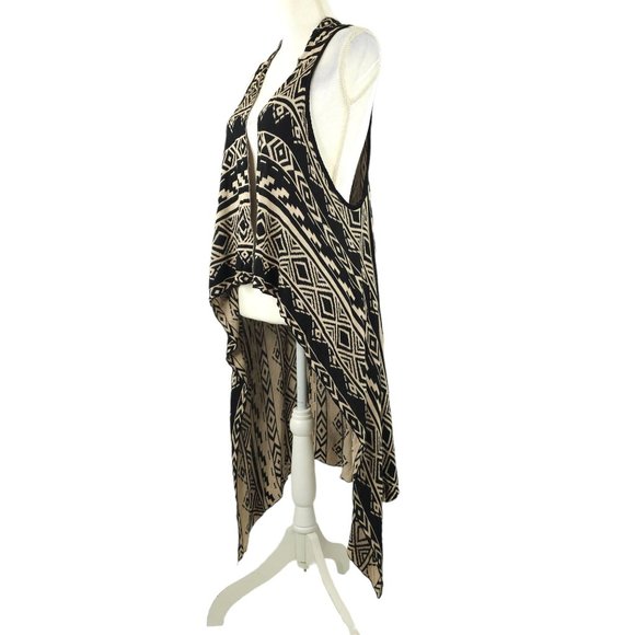 Blu Pepper Duster Cardigan Women M Southwestern Open Front Sleeveless Aztec Boho - Picture 13 of 16